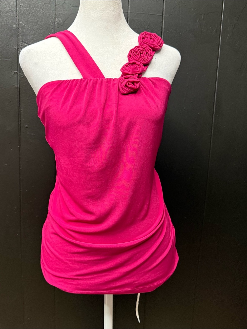 The Limited Hot Pink One-Shoulder Rosette Camisole